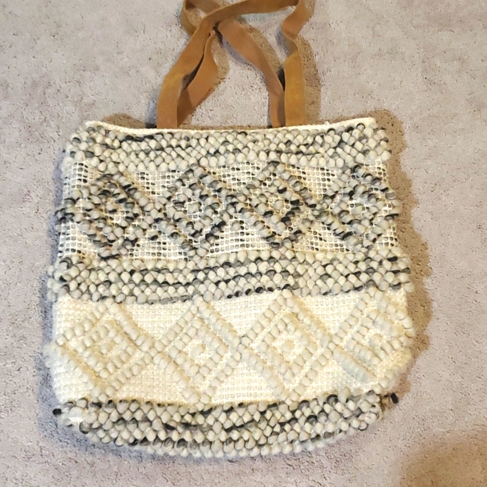 Chloe & Lex cream, gray trail tote bag